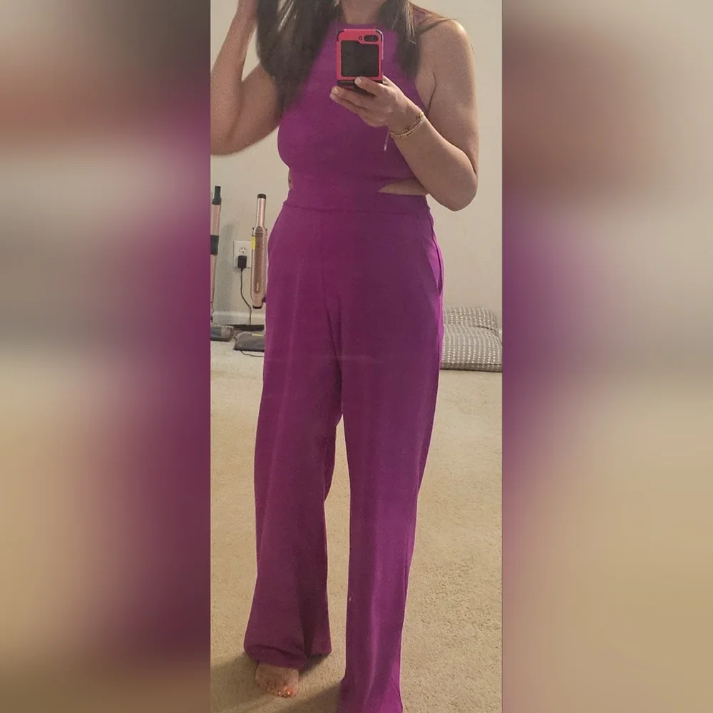 Express Jumpsuit Pink Cut Out Side Jumpsuit Size Small Sleeveless Womens - Picture 4 of 13